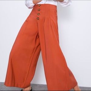 ZARA Burnt Orange Wide Leg Pants